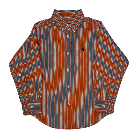 Vintage Age 5 Ralph Lauren Striped Shirt - Small Orange Cotton