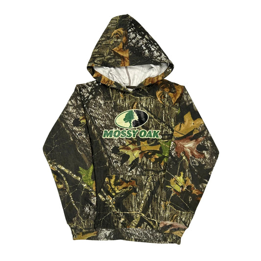 Vintage Mossy Oak Russell Outdoors Hoodie - XL Camo Cotton Blend