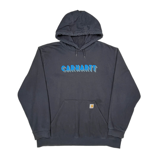 Rain Defender Carhartt Spellout Hoodie - 2XL Grey Cotton Blend