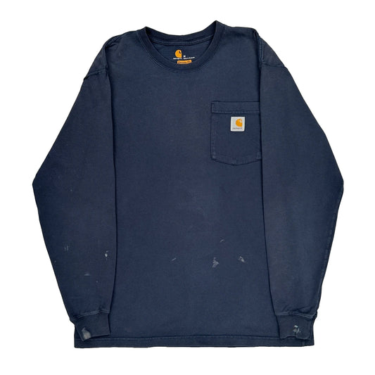 Vintage Carhartt Long Sleeve T-Shirt - Medium Navy Cotton