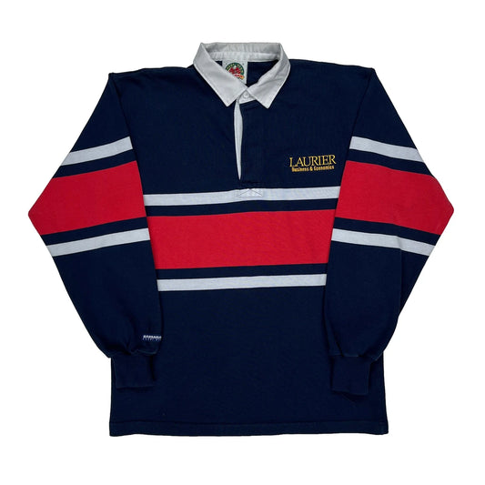 Barbarian Striped Rugby Shirt - Large Navy Cotton