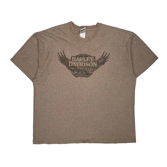 Motorcycles Harley Davidson Graphic T-Shirt - 2XL Brown Cotton