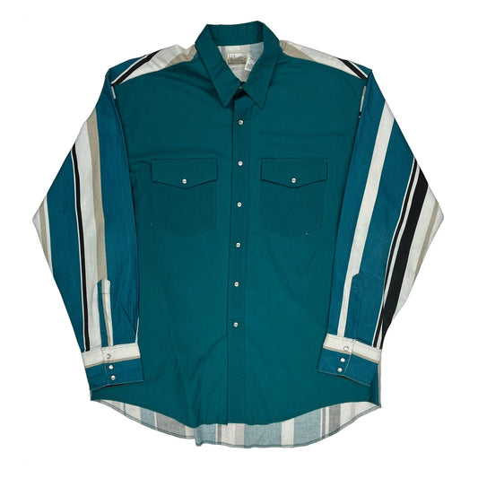 Express Rider Striped Shirt - XL Green Cotton