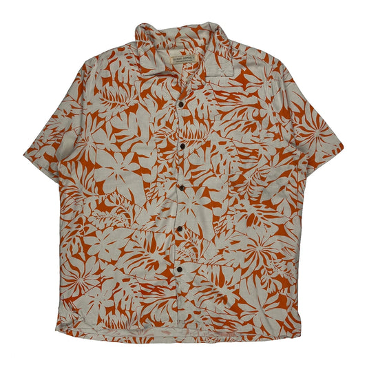 Island Republic Floral Hawaiian Shirt - XL Orange Silk