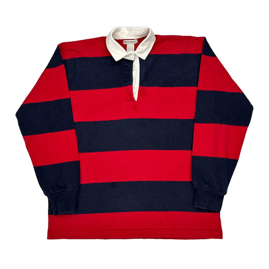 Made In USA Columbiaknit Striped Rugby Shirt - Large Navy Cotton