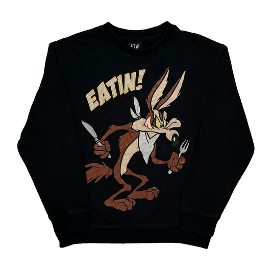 Vintage Wile E. Coyote Looney Tunes Cartoon Sweatshirt - XL Black Cotton