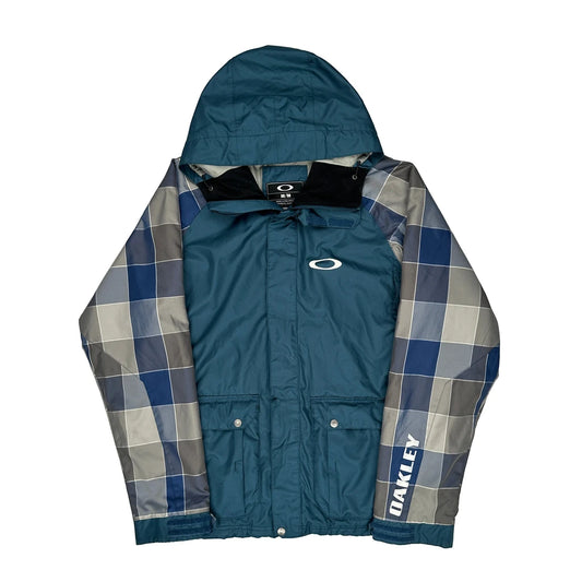Vintage Oakley Checked Ski Jacket - Medium Blue Polyester