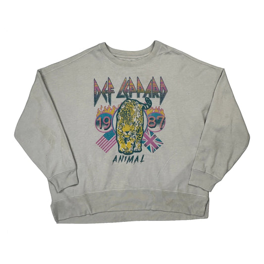 Vintage Animal Def Leppard Band Sweatshirt - 2XL Cream Cotton Blend