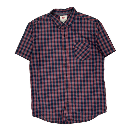 Levis Checked Short Sleeve Shirt - Medium Blue Cotton