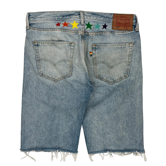 501 Levis Denim Shorts - 36W 12L Light Wash Cotton
