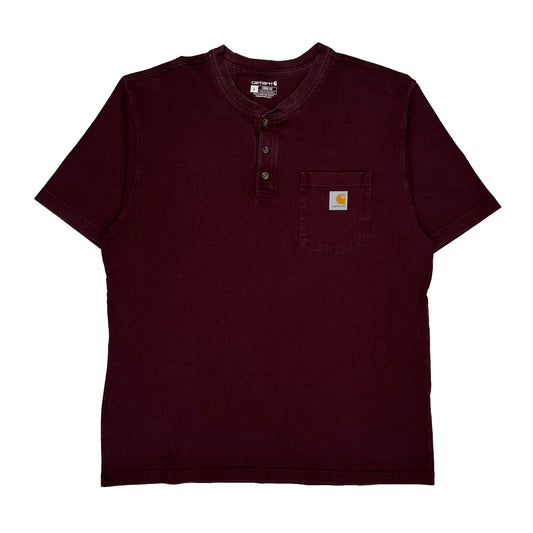 Vintage Carhartt T-Shirt - Large Burgundy Cotton