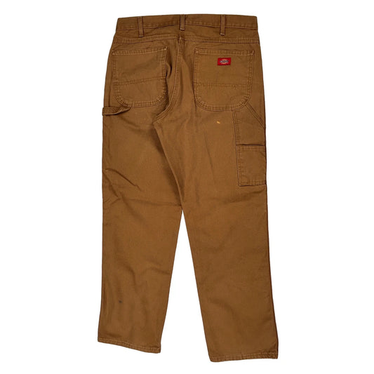 Dickies Double Knee Carpenter Trousers - 36W 30L Brown Cotton