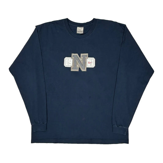 Nike College Long Sleeve T-Shirt - XL Navy Cotton