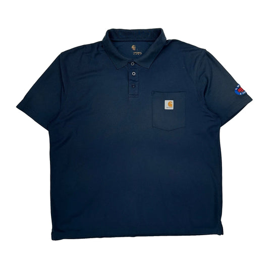 Vintage Nasa Patch On Sleeve Carhartt Polo Shirt - XL Navy Cotton