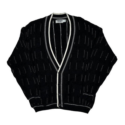 Made In USA Qiberius Striped Cardigan - Medium Black Cotton