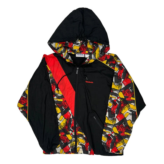 Vintage Reebok Windbreaker - Large Black Nylon
