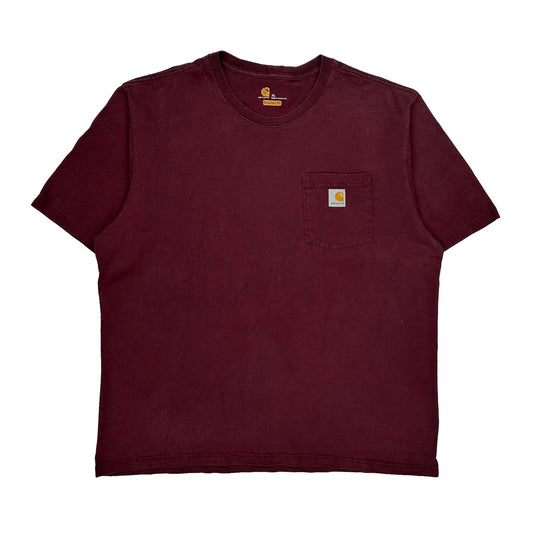 Vintage Carhartt T-Shirt - XL Burgundy Cotton
