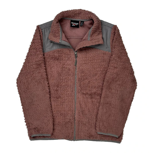 Reebok Fleece Jacket - Large Brown Polyester