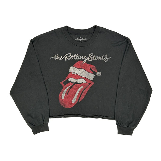 Iconic Tongue Logo The Rolling Stones Cropped Graphic Sweatshirt - 2XL Black Cotton Blend
