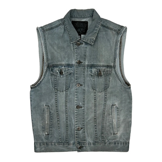 Ecko Unltd Denim Gilet - Small Light Wash Cotton Blend