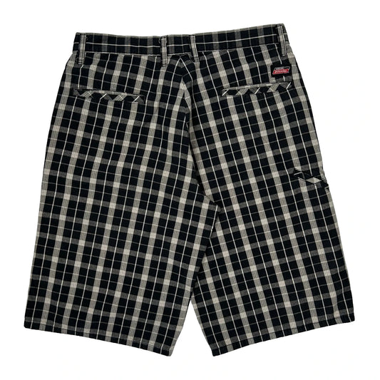 Dickies Baggy Checked Shorts - 30W 12L Black Cotton