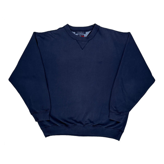 Vintage 90S Tommy Hilfiger Sweatshirt - Medium Navy Cotton Blend