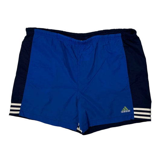 Vintage Adidas Striped Sport Shorts - XL Blue Nylon