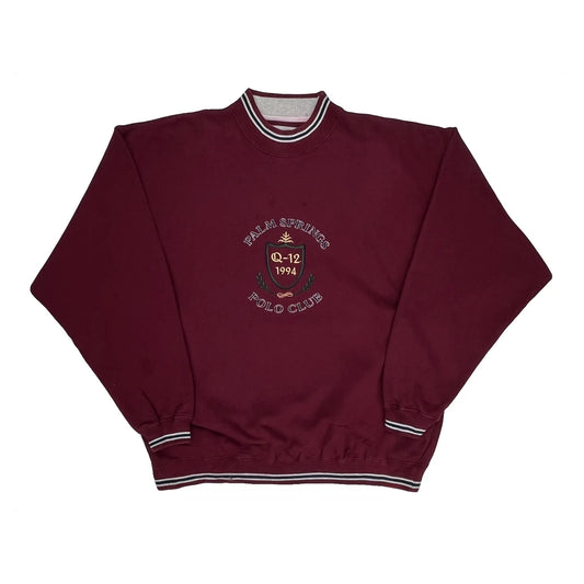 Palm Springs Polo Club Gear Sweatshirt - Large Burgundy Cotton Blend