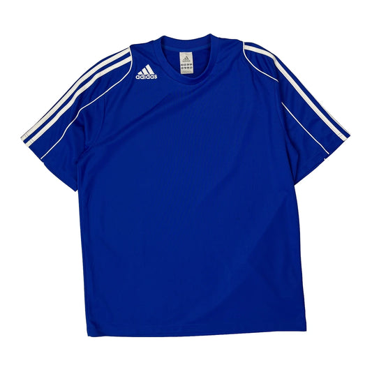 Vintage Adidas T-Shirt - Large Blue Polyester