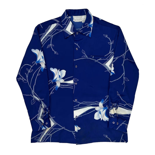 Unbranded Floral Patterned Shirt - Medium Blue Polyester