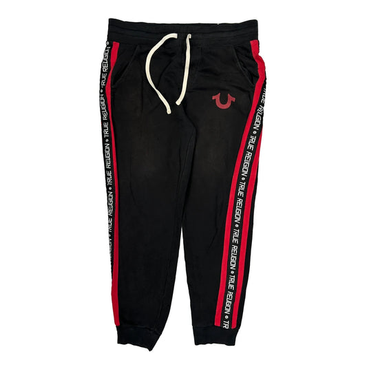 True Religion Striped Joggers - Large Black Cotton
