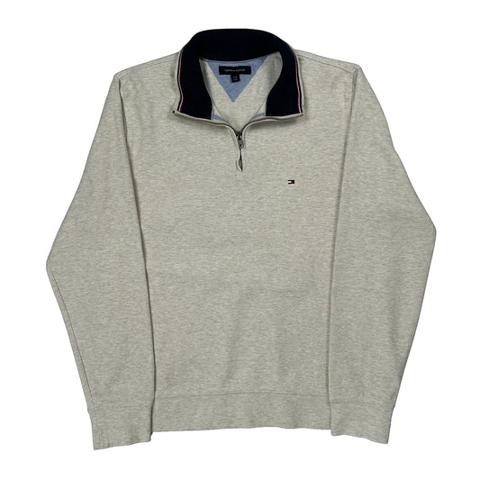 Tommy Hilfiger 1/4 Zip - Large Grey Cotton