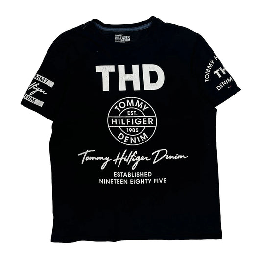 Vintage Tommy Hilfiger Denim T-Shirt - Small Black Cotton