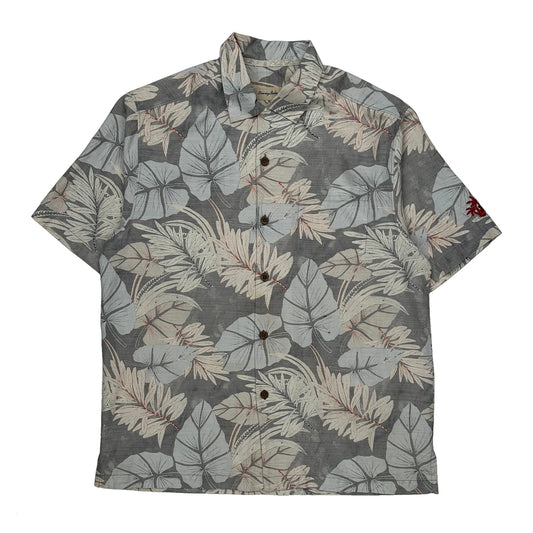 Vintage Tommy Bahama Floral Hawaiian Shirt - Small Grey Silk Blend