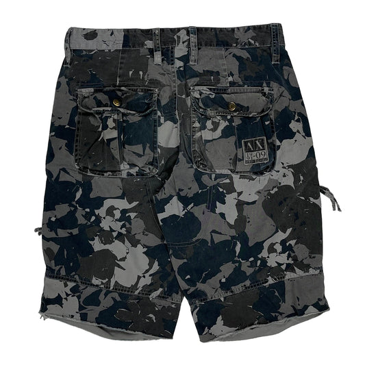 Vintage Armani Exchange Camo Cargo Shorts - 28W 10L Grey Cotton
