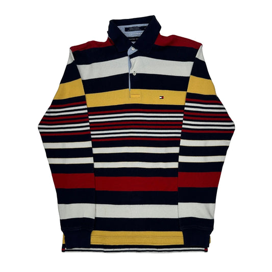 Tommy Hilfiger Striped Rugby Shirt - Medium Multicoloured Cotton