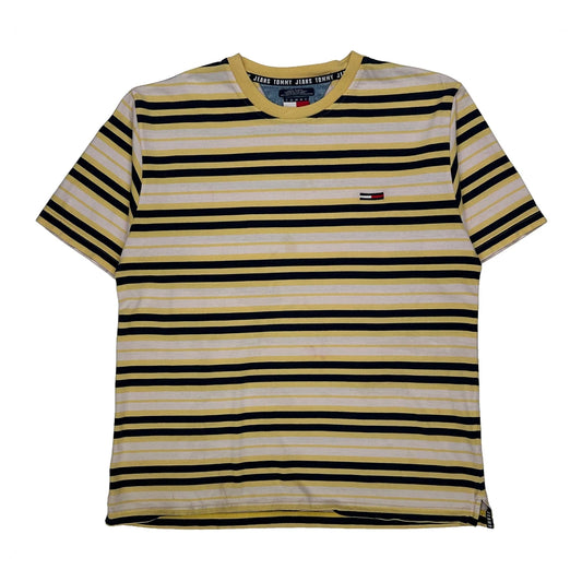 Tommy Jeans Striped T-Shirt - Large Yellow Cotton