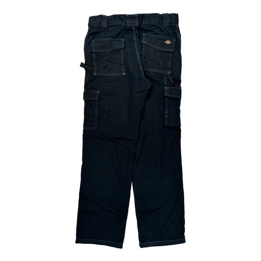 Dickies Double Knee Cargo Trousers - 34W 32L Black Cotton
