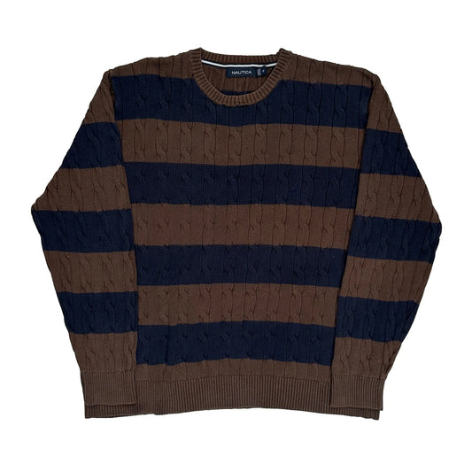 Nautica Striped Jumper - Medium Blue Cotton