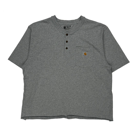 Vintage Carhartt Cropped Henley T-Shirt - XL Grey Cotton
