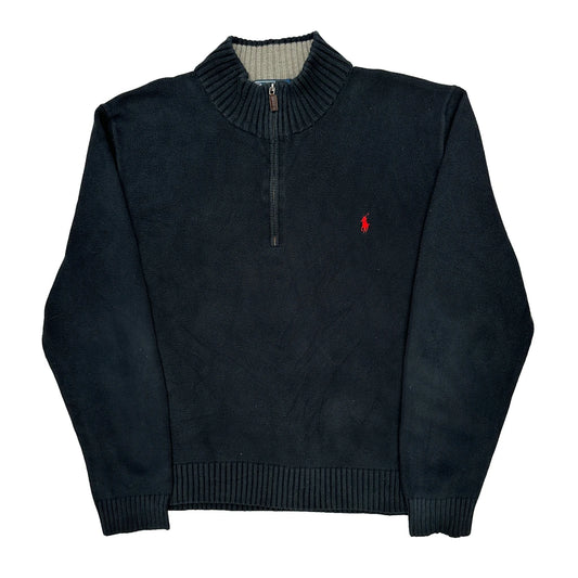 Vintage Polo By Ralph Lauren 1/4 Zip - 2XL Black Cotton