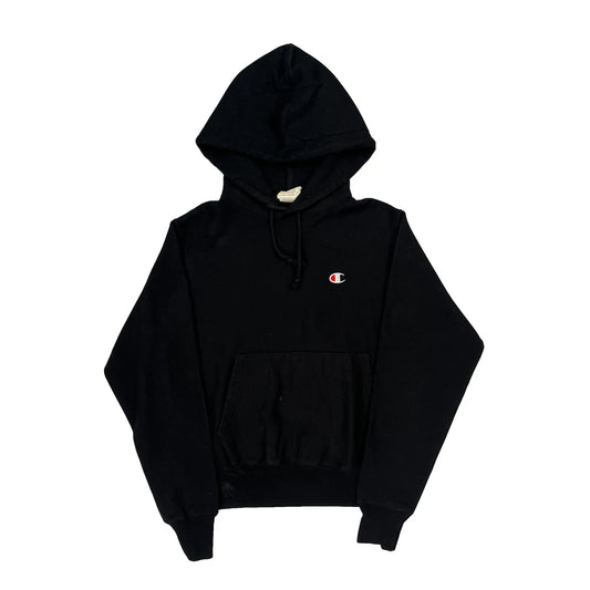 Vintage Reverse Weave Champion Hoodie - Small Black Cotton