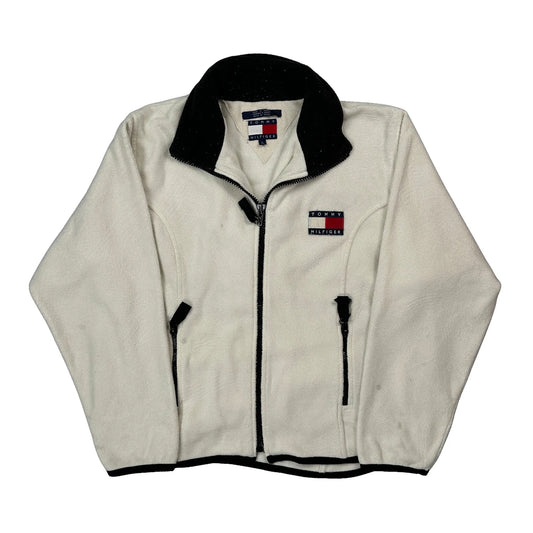 90S Tommy Hilfiger Fleece Jacket - Large White Polyester