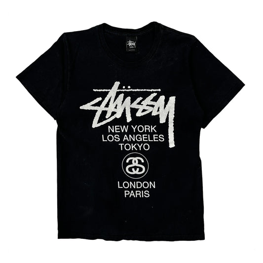 Stussy Spellout T-Shirt - Small Black Cotton
