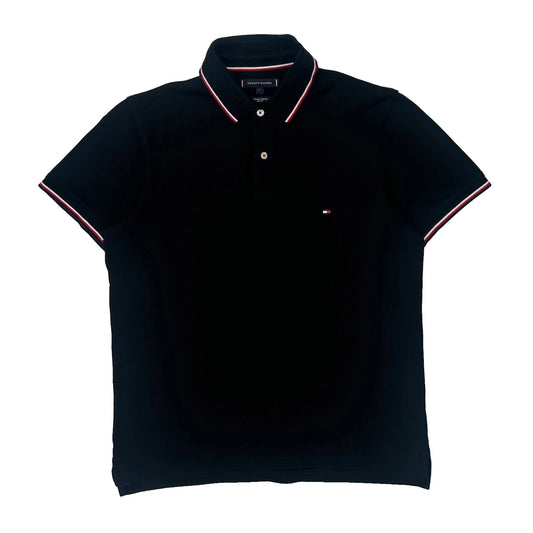 Tommy Hilfiger Slim Fit Polo Shirt - Large Black Cotton