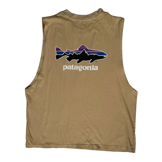 Fish Logo Patagonia Vest - Large Beige Cotton