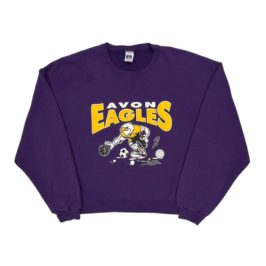 Avon Eagles Russell Athletic Graphic Sweatshirt - XL Purple Cotton