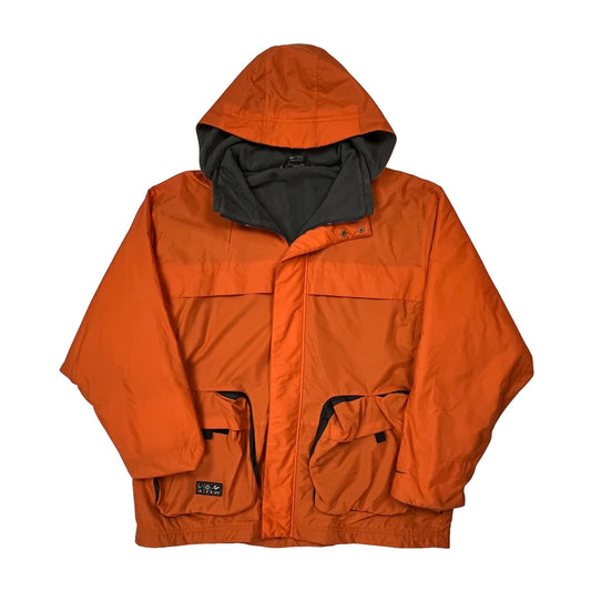 Vintage Nike 3D Pocket Waterproof Jacket - Large Orange Polyester
