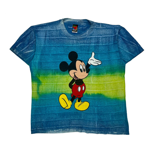Mickey Mouse Mickey Unlimited Cartoon T-Shirt - Large Blue Cotton