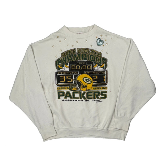 Green Bay Packers Delta Graphic Sweatshirt - 2XL White Cotton Blend